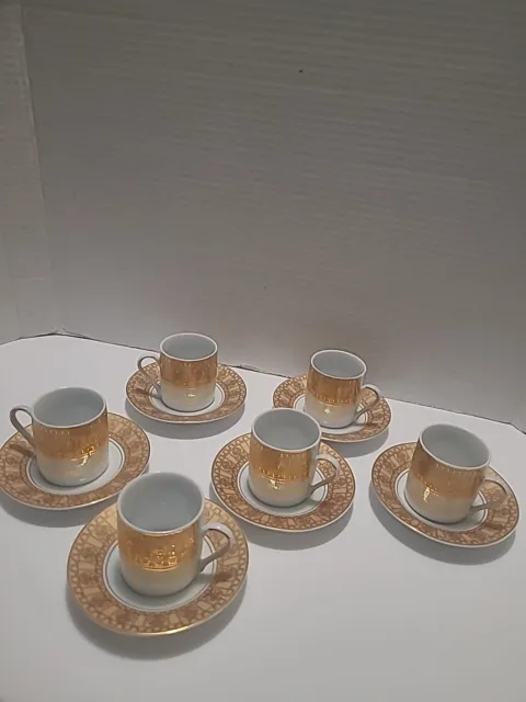 Set For 6 Fine Porcelain Italy Teacups And Saucers Fine Porcelain Italy