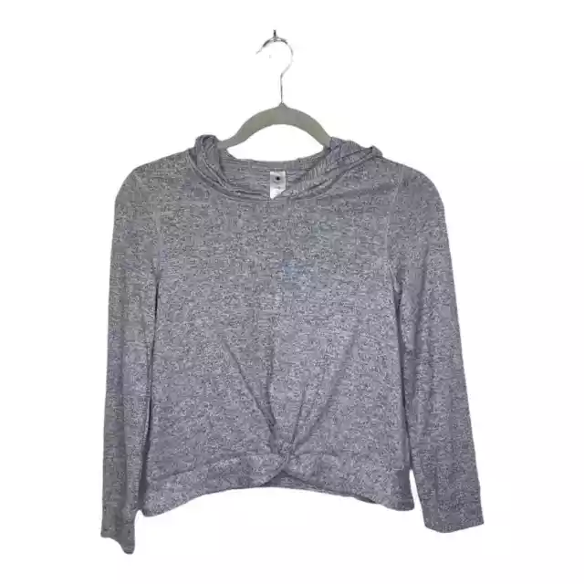 YOGALICIOUS SOFT KNIT cropped hoodie top, heather gray, size L