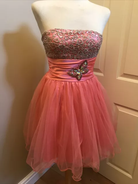 Reduced Girls Beautiful Pink Year 6 Junior School Prom Dress Age 10/11 Years