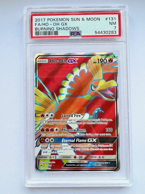 Pokemon 2017 Sun & Moon Burning Shadows Full Art Ho-Oh GX #131 - PSA 7 Near MINT