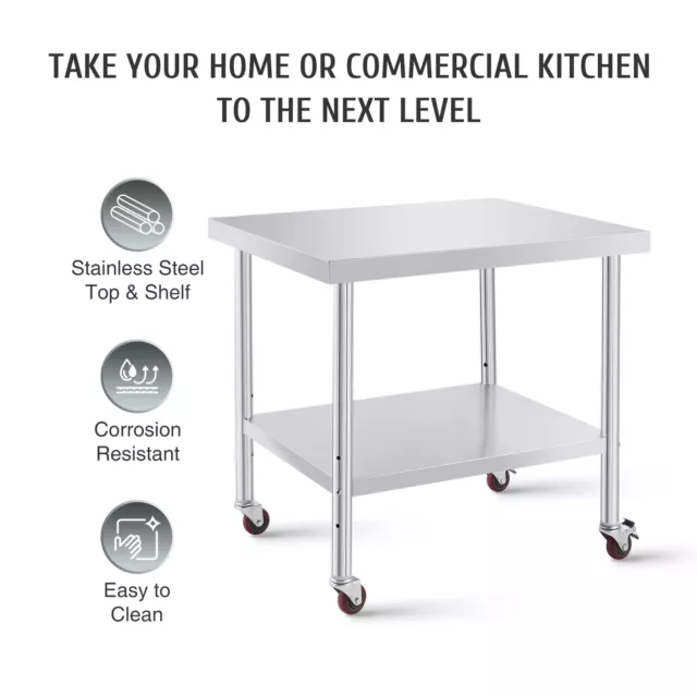 36"x30" Stainless Steel Kitchen Table with Casters Bar Table Utility Cart 440lb 36"x30" Stainless Steel Kitchen Table with Casters Bar Table Utility Cart 440lb
