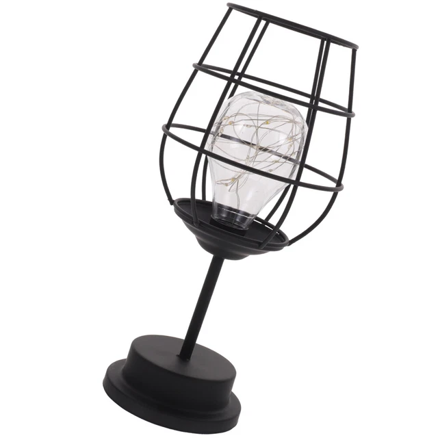 INDUSTRIAL WIRE TABLE Lamp Wine Glass Night Light Battery Powered