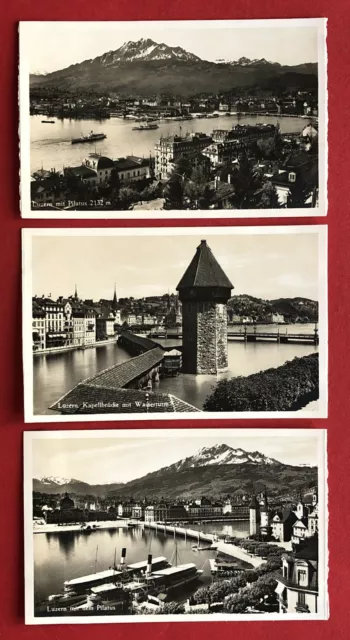 3 x Foto AK LUZERN Schweiz um 1930 Stadtansichten mit Kapellbrücke ( 72281