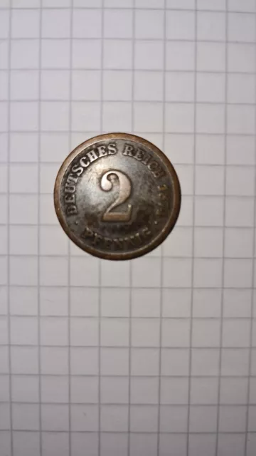 Münze Deutsches Reich Kaiserreich 2 Pfennig 1874 G in fast Stempelglanz