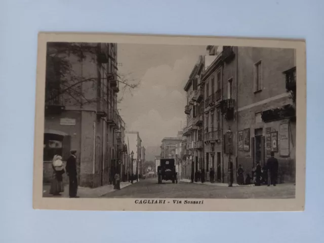 Cagliari, Via Sassari - Rara Cartolina D'epoca Animata Non Viaggiata