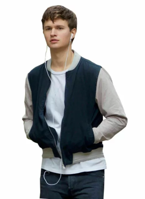 Men's Baby Driver Movie Jacket Ansel Elgort Varsity Bomber Cotton Jacket