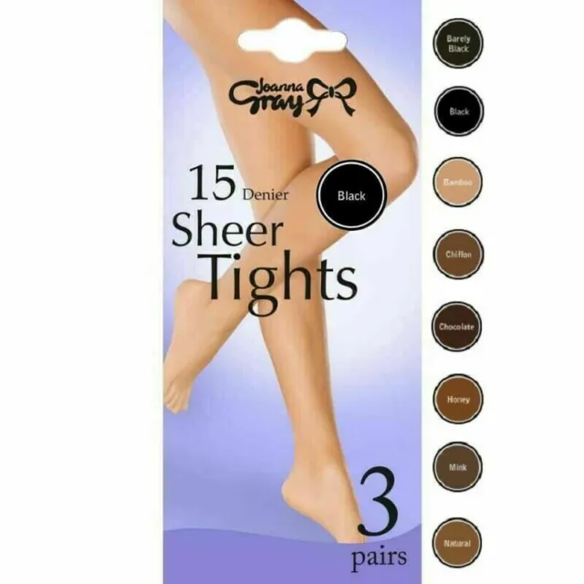 15 Denier Tights Everyday 3 Pairs Pack By Joanna Gray Size M L XL Womens Ladies