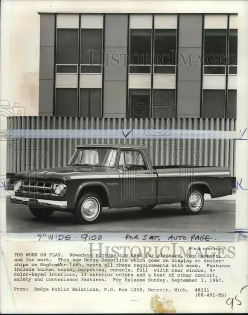 1967 Press Photo Dodge Sweptline pickup truck - pio29404