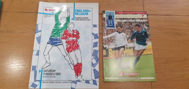 England Schools 1987 V West Germany  And 1989 V Belgium Both @ Wembley