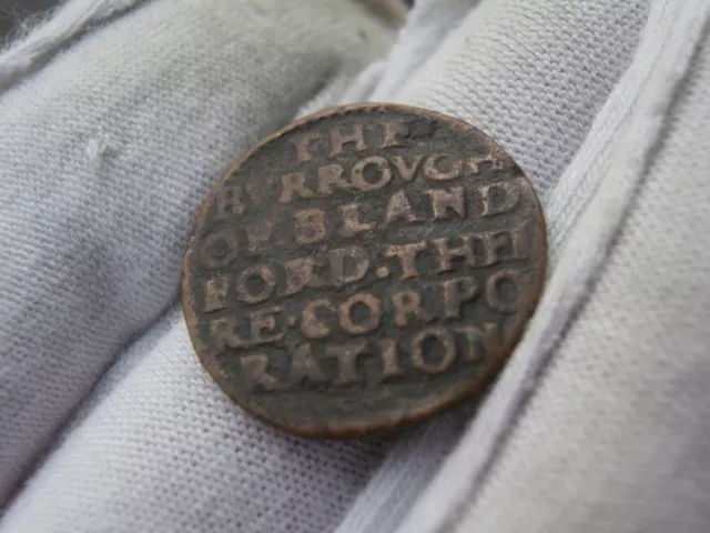GB Antique Copper Conder Token Blandford "FOR THE VSE OF Ye POORE" Farthing 1669