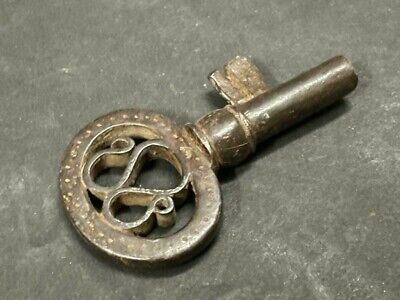 Old Vintage Rare Antique Unique Hand Carved Rustic Iron Key