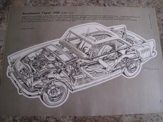 Sunbeam Tiger 260 John Ferguson Cutaway Drawing Car 1964 Advert A4 Size File 32