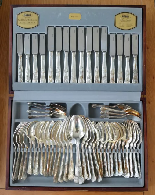 Canteen Of Cutlery Silver Plated Viners Kings Royale Sheffield 60 Piece