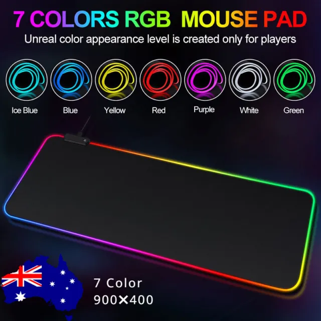 LED Gaming Mouse Pad Large RGB Extended Mousepad Keyboard Desk Anti-slip Mat