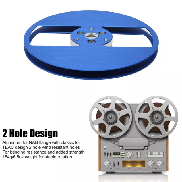 7 Inches Takeup Reel, Open Reel Audio Aluminum Alloy Takeup Reel, 11 Hole  Wind Resistance Holes, 1/4 Inch Empty Tape Reel for Recording (Blue)