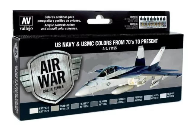 AV Vallejo 71155 Model Air  US Navy & USMC Colors from 70s to present  (8x17ml)