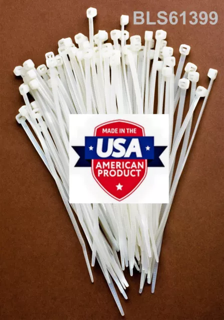100 USA Made TOUGH TIES 15" inch 120lb Nylon Tie Wraps Wire Cable Zip Ties White