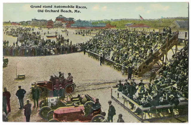 Grand Stand Automobile Races Old Orchard Beach Maine Vintage Postcard #1791