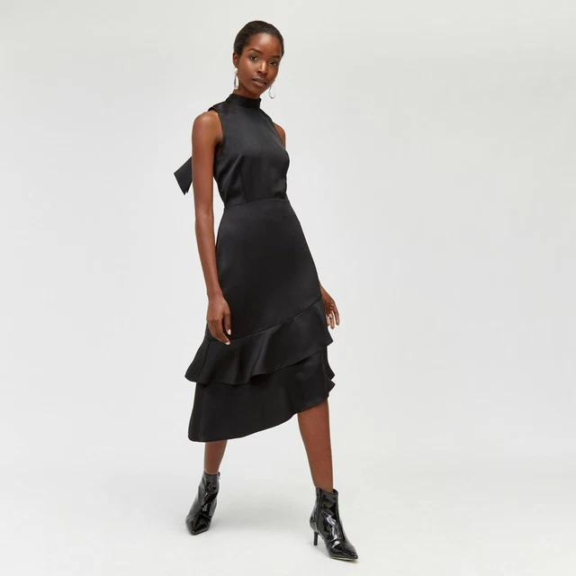 Warehouse daisy ruffle midi hot sale dress