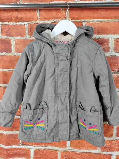 Mädchen Nächstes Alter 2-3 Jahre Grau Hase Bestickt Parka Mantel Jacke Kinder Kapuze 98Cm