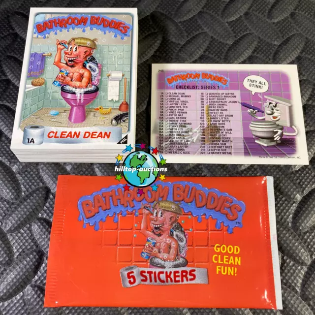 RARE BATHROOM BUDDIES 44-CARD COMPLETE SET +WRAPPER 1996 TOPPS garbage pail kids