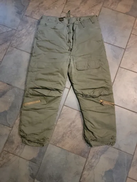 Vintage~Eddie Bauer~US Army~Air Force~Goose Down Flight Pants 36~green