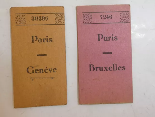 Ancien billets de train # 30396 Paris Genève # 7246 Paris Bruxelles 1950 1960’s