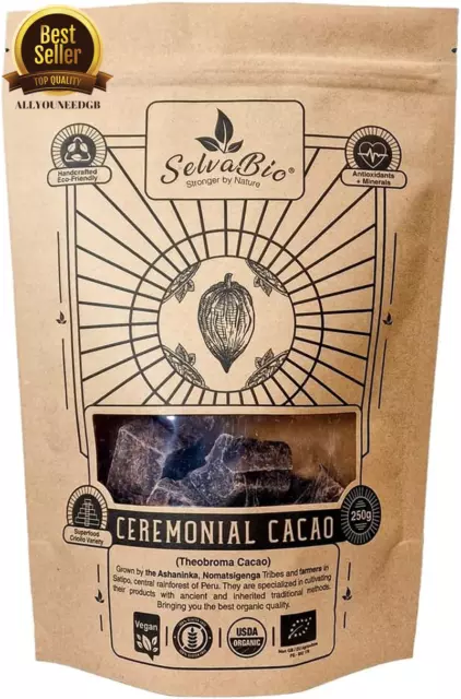 Organic Ceremonial Grade Cacao 100% Raw Pure Cocoa from Peru 250G -1KG FREE SHIP