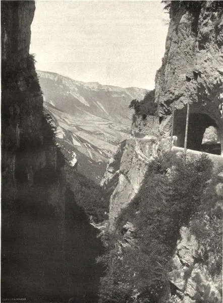 DRÔME. Route des Grands Goulets- Vallée de la Vernaison 1904 old antique print