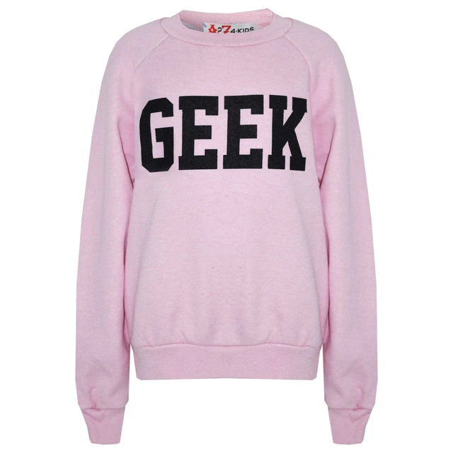 Bambine Top Rosa Geek Stampa Felpa Top Maglione Camicia New Età 7-13 Anni