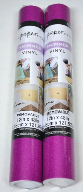 The Paper Studio 2 ROLLS Removable VINYL 12"x48" Fushia Shimmer NEW/Sealed PAP2