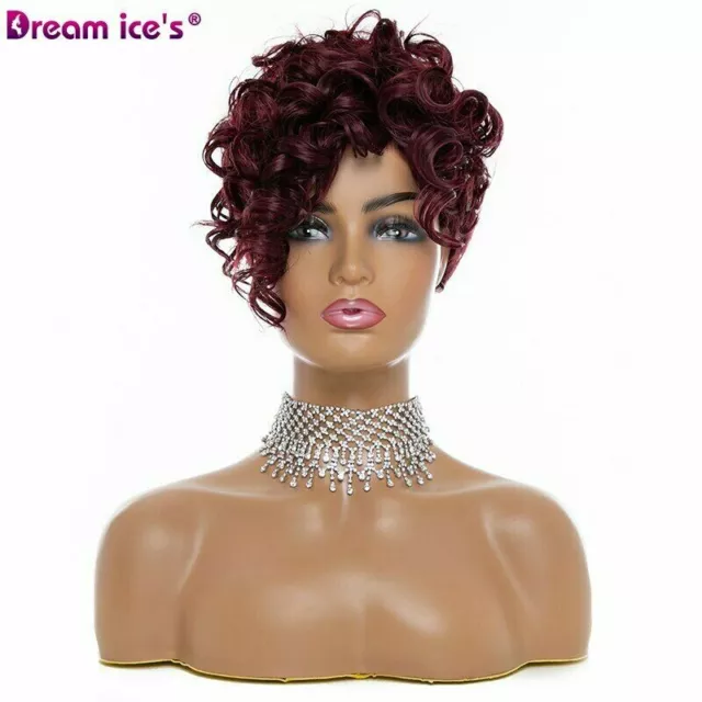 Short Kinky Curly Afro Wigs With Bangs For Black Women Synthetic Heat Resistant