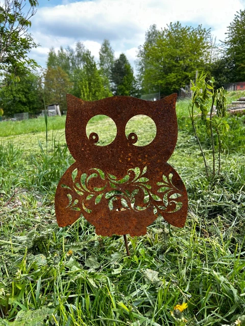 GARTENSTECKER EULE KAUTZ Metall Rost Gartendeko Edelrost rostige Deko
