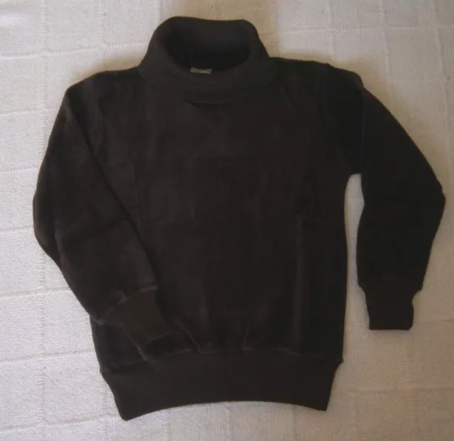 Vintage Stretch Velour Polo-Neck Sweater - Age 8 - Brown - New