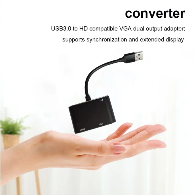 USB To VGA Adapter 3 in 1 Audio Jack Adapter Dock Hub USB C 3.0 for PC Laptop TV 3