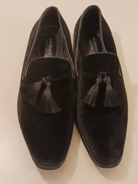 Carlo morandi black velvet loafers hot sale
