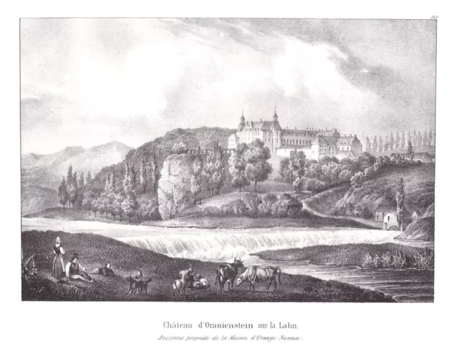 Schloss Oranienstein Lahn Diez Rheinland-Pfalz Lithographie Cloet Deutschland