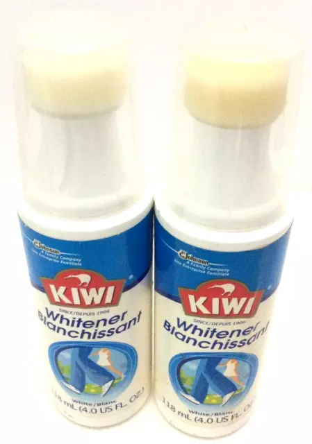 NEW Kiwi WHITE LEATHER Shoe WHITENER LIQUID LARGE CLEANER 4 fl oz LOT OF 2