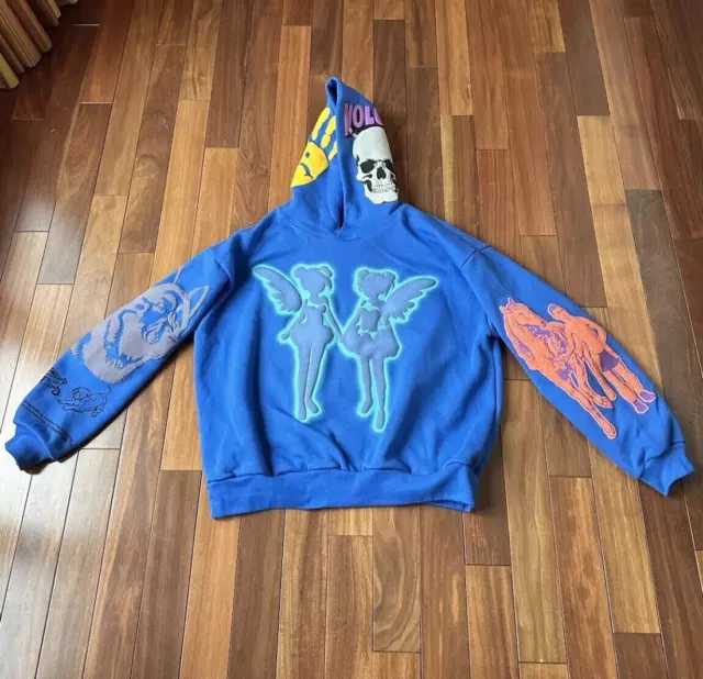 Drake FATD Blue Printed Hoodie For All The Dogs Big As The What Tour Merch