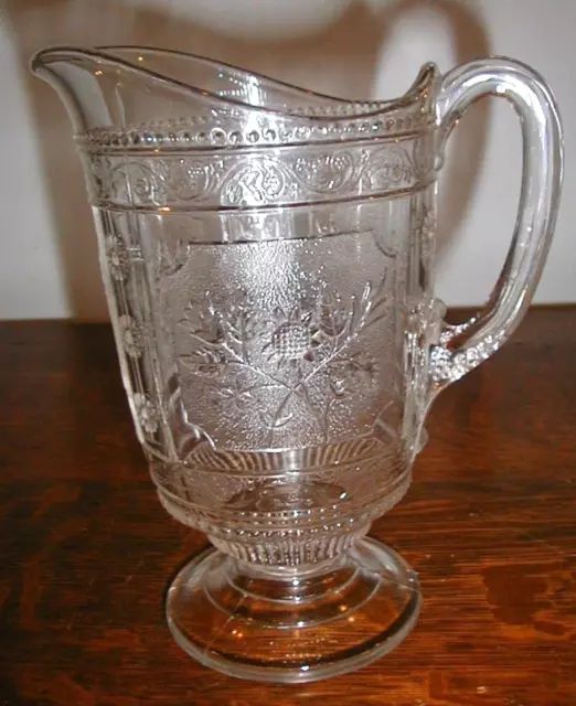 Pitcher WILLOW OAK Bryce Bros. WREATH eapg Pattern Glass 1880s