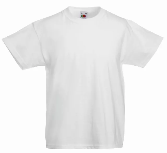 10 X Plain White Fruit Of The Loom Childrens T Shirts Tee - All Ages Blank Bulk!