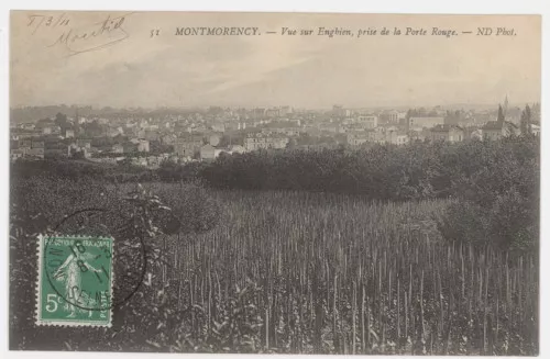 Cpa Montmorency 1910, Vue Sur Enghien De La Porte Rouge