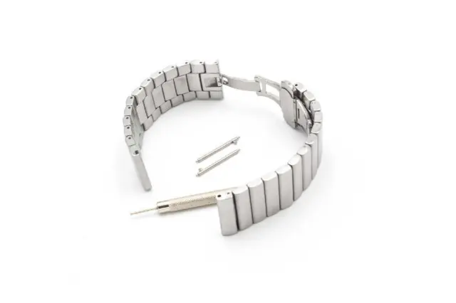 Cinturino Smartwatch argento acciaio 22mm per Pebble Time, Time Steel