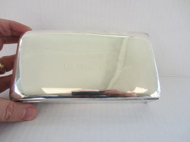 Oldsmobile Rocket Round-Up Las Vegas 1961 Poole Silver Cigarette Box Souvenir