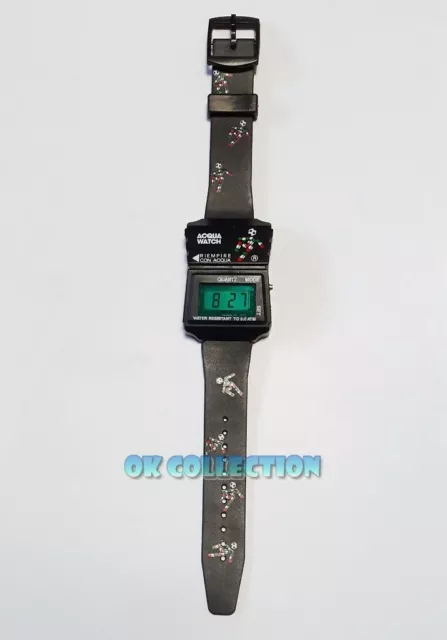 VECCHIO GADGET MULINO BIANCO OROLOGIO ACQUA WATCH CALCIO ITALIA '90 (Funzionante