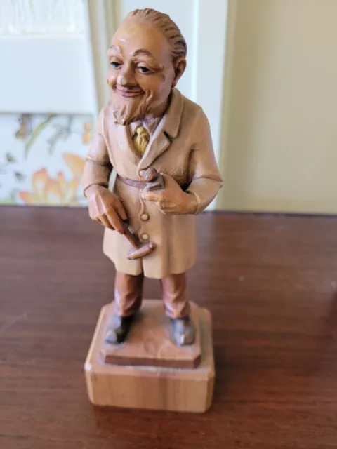 Vintage Anri Wood Carvings Pharmacist  Figurine 7"