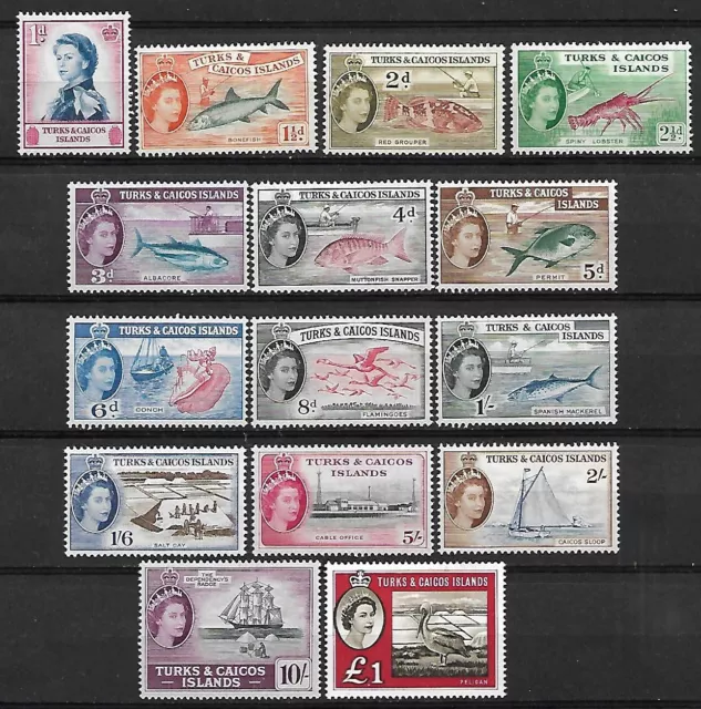 TURKS & CAICOS ISLANDS 1957/60 Stamps Set of 15 SG237/50 & 253 Mounted Mint