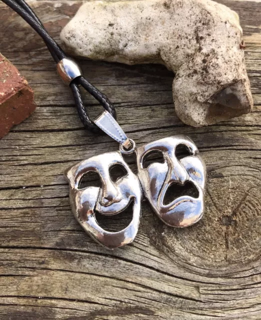 Comedy And Tragedy Mask Necklace, Sock And Buskin Necklace, Actor Gift, Theatre