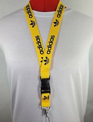 Adidas Lanyard Yellow & Black Strap Detachable Keychain Badge ID Holder