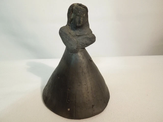 Antique Raku Fired Ceramic Bell Lady Figurine Design Very Old and Rare